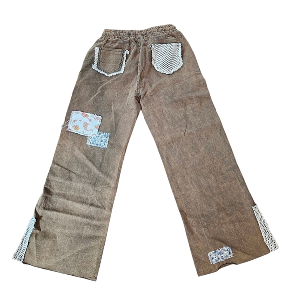 POL Brown Patchwork Boho Wide Leg Cotton Pants NEW - Picture 8 of 8